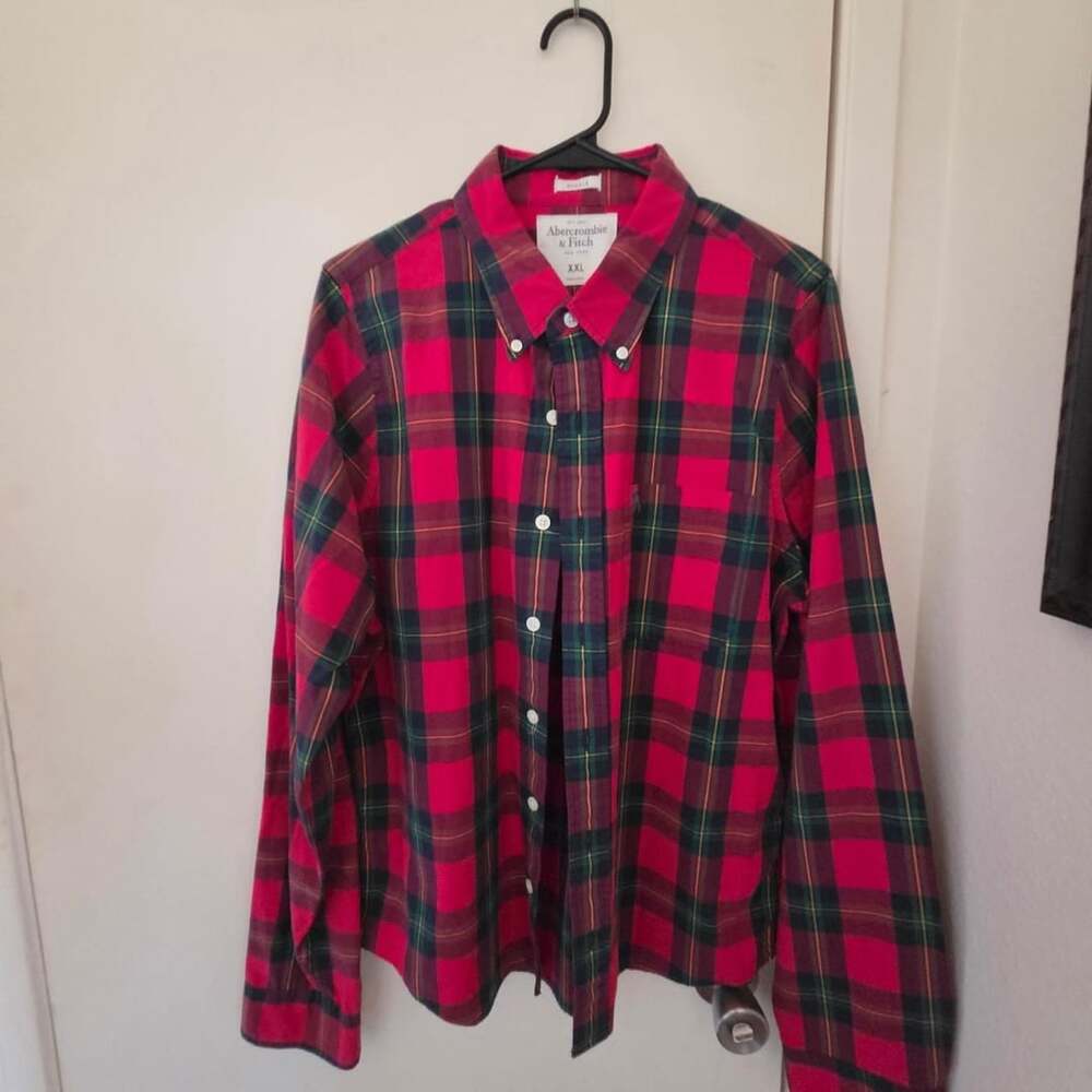 Abercrombie & Fitch Red Plaid Button Down Flannel Shirt XXL